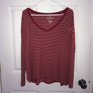 Red and White Striped American Eagle Long Sleeve